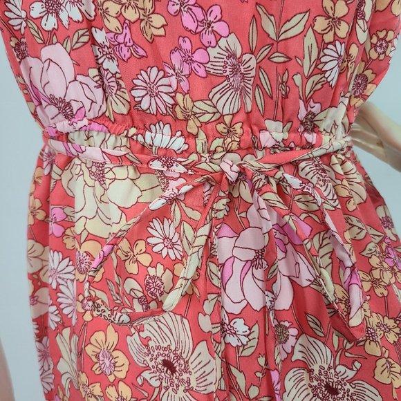 B.O.G Collection Pink Floral Wide Leg Sleeveless Jumpsuit Size M - Picture 11 of 16